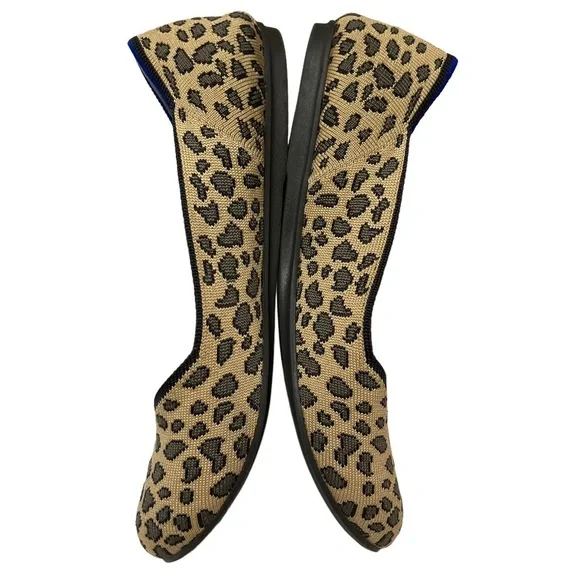 Rothy’s The Flat Round Toe Leopard Print Ballet Flats 8.5